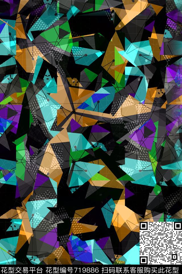 方格不规则几何小方块传统印花华亿平台下载（图片编号: 719886） - 瓦栏（Walan）