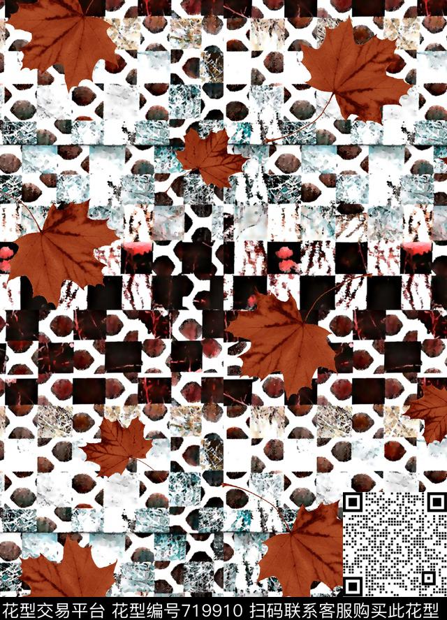 格子树叶男装夹克华亿平台数码印花华亿平台下载（图片编号: 719910） - 瓦栏（Walan）