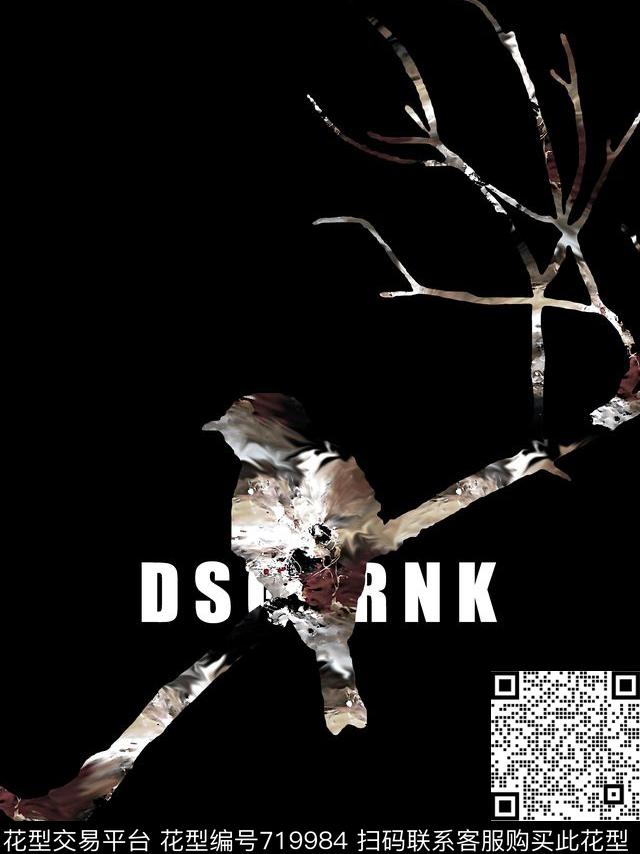 鸟树枝男装T恤华亿平台数码印花华亿平台下载（图片编号: 719984） - 瓦栏（Walan）