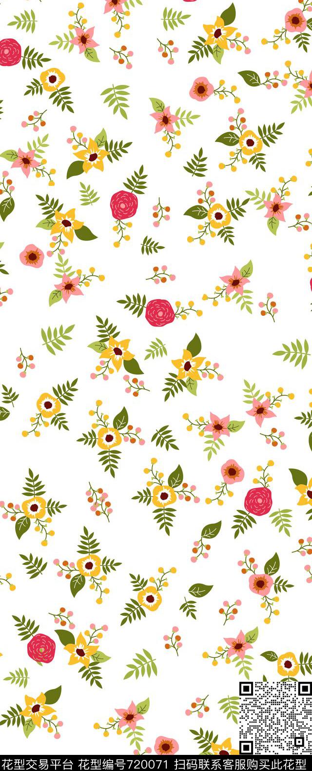 小碎花花朵花卉传统印花华亿平台下载（图片编号: 720071） - 瓦栏（Walan）