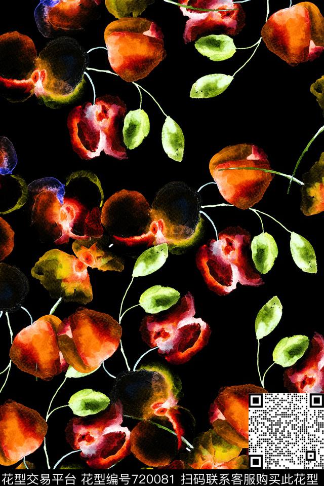 手绘抽象半透明数码印花华亿平台下载（图片编号: 720081） - 瓦栏（Walan）