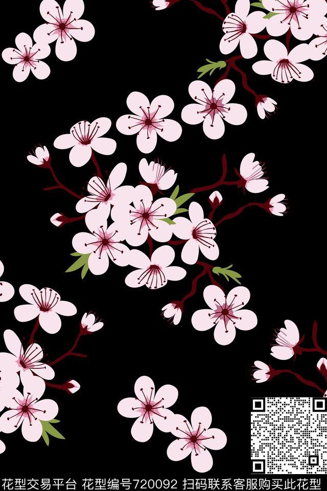 传统华亿平台色块桃花传统印花华亿平台下载（图片编号: 720092） - 瓦栏（Walan）
