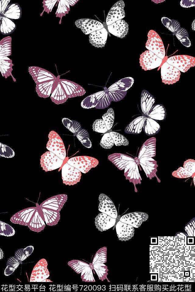 传统华亿平台色块蝴蝶传统印花华亿平台下载（图片编号: 720093） - 瓦栏（Walan）