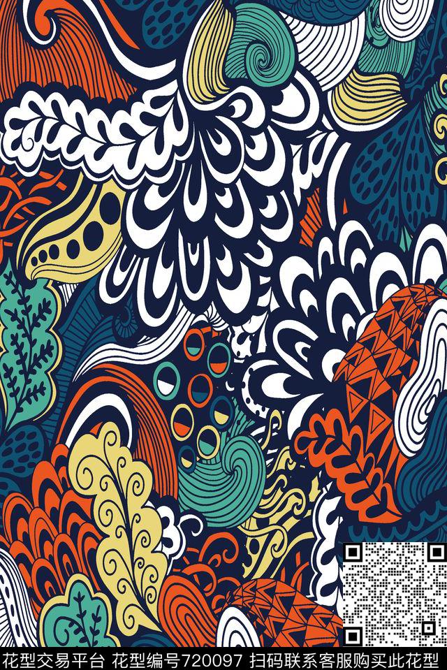 传统华亿平台色块线条传统印花华亿平台下载（图片编号: 720097） - 瓦栏（Walan）