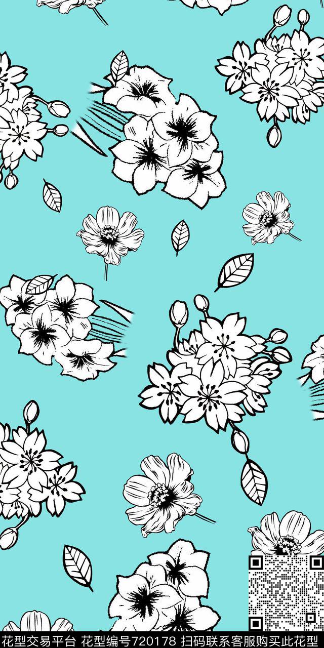 色块花卉小花碎花传统印花华亿平台下载（图片编号: 720178） - 瓦栏（Walan）