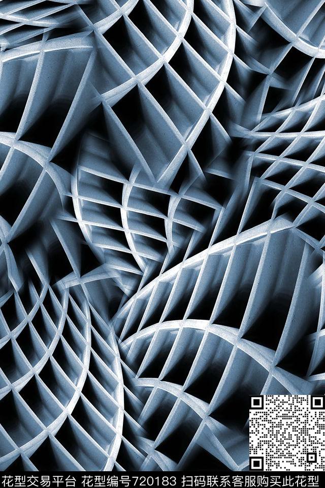 几何男装建筑数码印花华亿平台下载（图片编号: 720183） - 瓦栏（Walan）