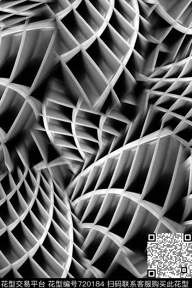 几何男装建筑数码印花华亿平台下载（图片编号: 720184） - 瓦栏（Walan）