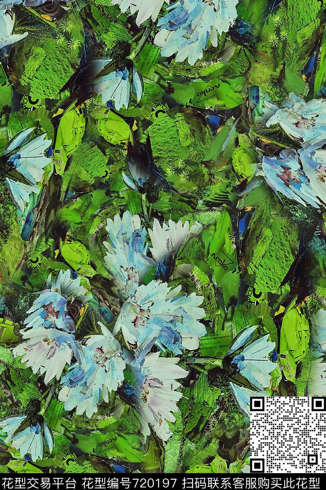 女装花卉抽象数码印花华亿平台下载（图片编号: 720197） - 瓦栏（Walan）