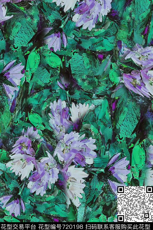 女装花卉抽象数码印花华亿平台下载（图片编号: 720198） - 瓦栏（Walan）