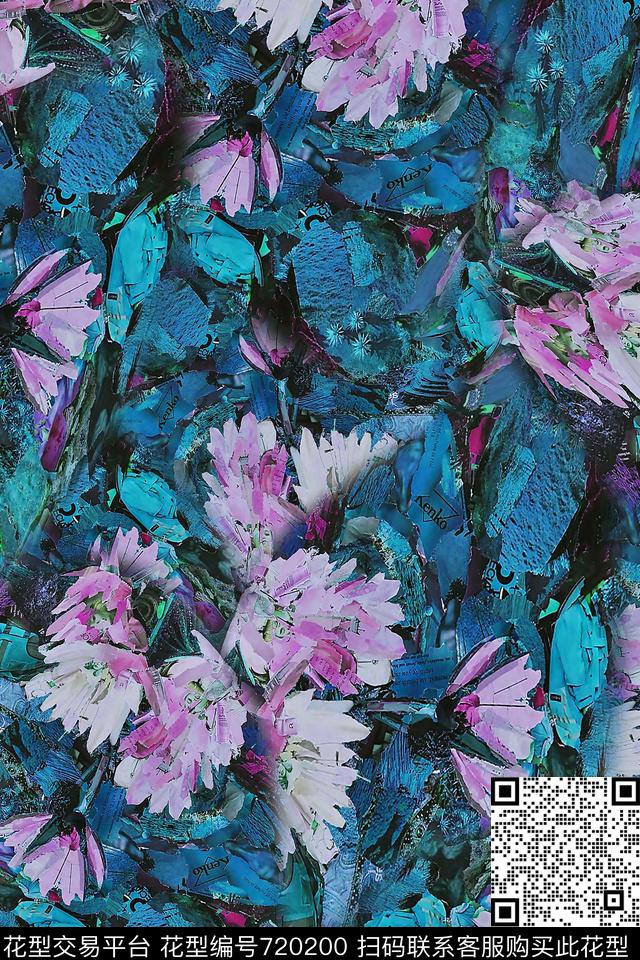 女装花卉抽象数码印花华亿平台下载（图片编号: 720200） - 瓦栏（Walan）