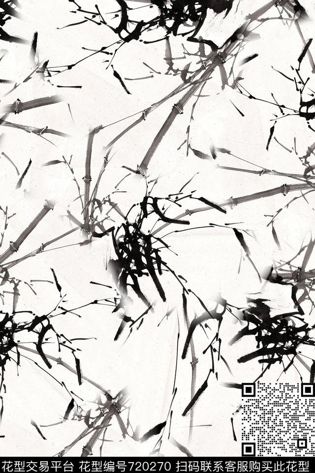 男装水墨中国风数码印花华亿平台下载（图片编号: 720270） - 瓦栏（Walan）