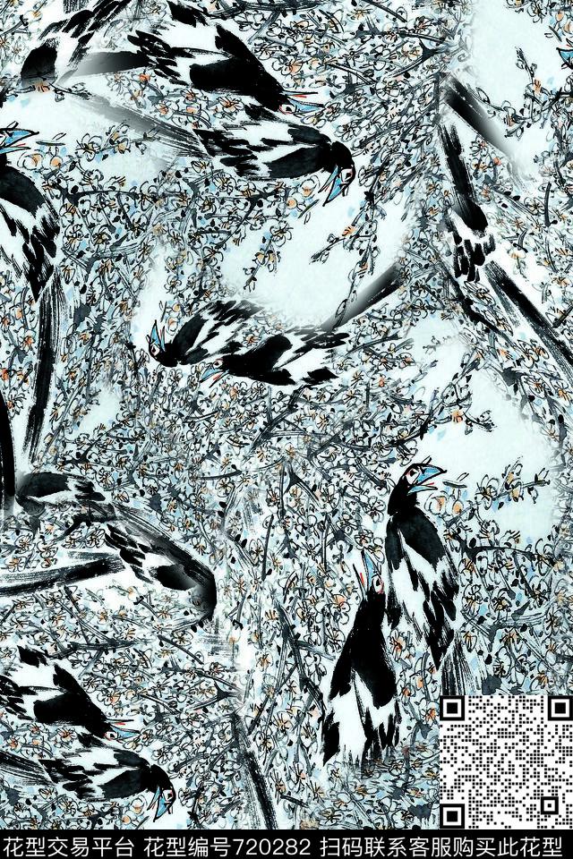男装水墨中国风数码印花华亿平台下载（图片编号: 720282） - 瓦栏（Walan）