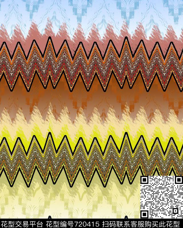 大方时尚抽象数码印花华亿平台下载（图片编号: 720415） - 瓦栏（Walan）