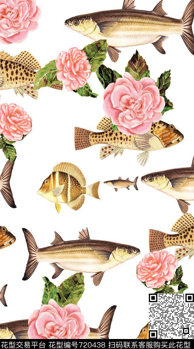 热带鱼海洋鱼数码印花华亿平台下载（图片编号: 720438） - 瓦栏（Walan）