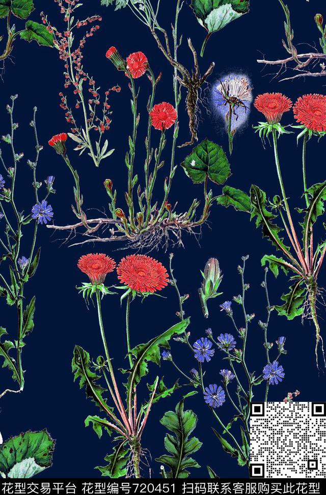 花卉DG手绘数码印花华亿平台下载（图片编号: 720451） - 瓦栏（Walan）