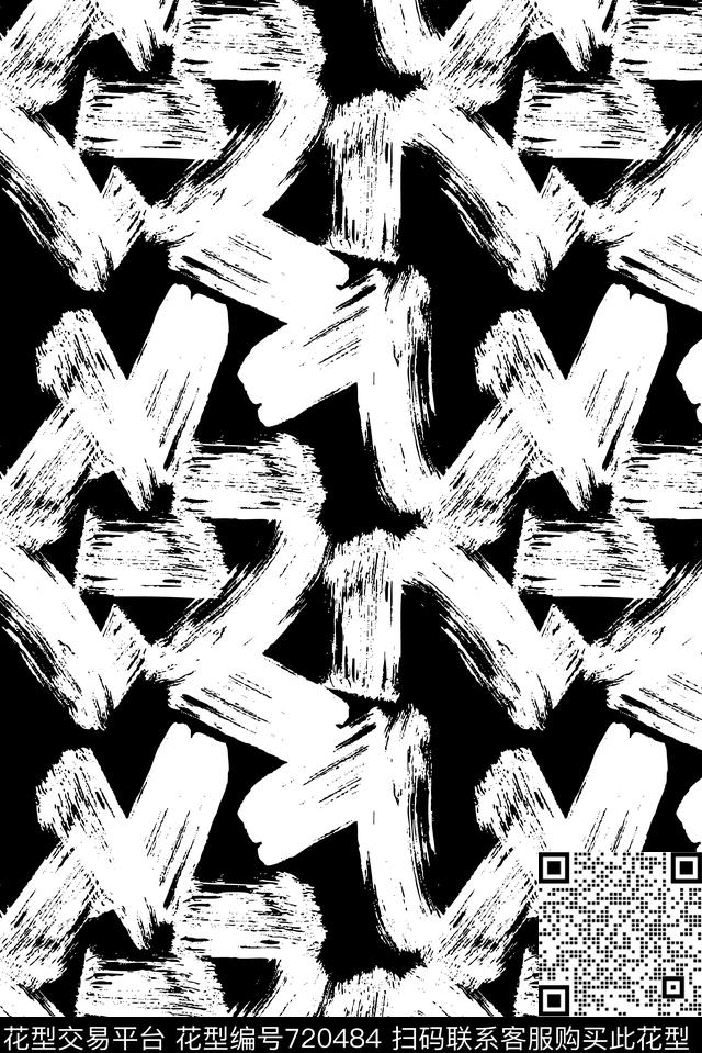 艺术抽象笔刷数码印花华亿平台下载（图片编号: 720484） - 瓦栏（Walan）