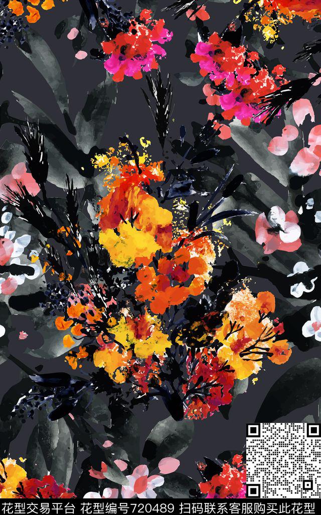 碎花花朵花卉数码印花华亿平台下载（图片编号: 720489） - 瓦栏（Walan）