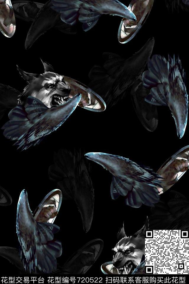 狼头翅膀男装羽绒服华亿平台数码印花华亿平台下载（图片编号: 720522） - 瓦栏（Walan）