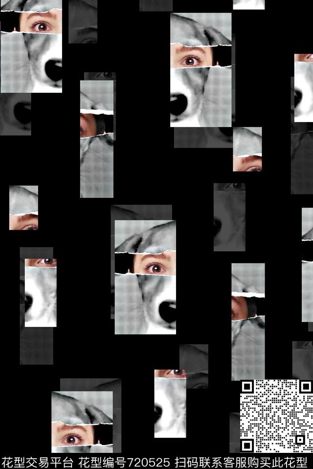 人物像几何拼块男装夹克华亿平台数码印花华亿平台下载（图片编号: 720525） - 瓦栏（Walan）