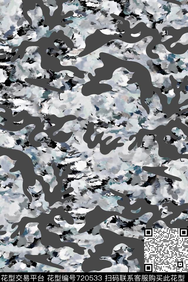 肌理纹理迷彩纹男装夹克华亿平台数码印花华亿平台下载（图片编号: 720533） - 瓦栏（Walan）
