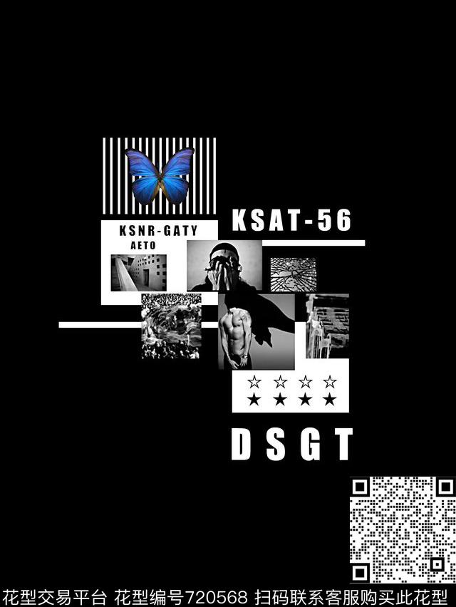 人头像蝴蝶男装T恤华亿平台数码印花华亿平台下载（图片编号: 720568） - 瓦栏（Walan）