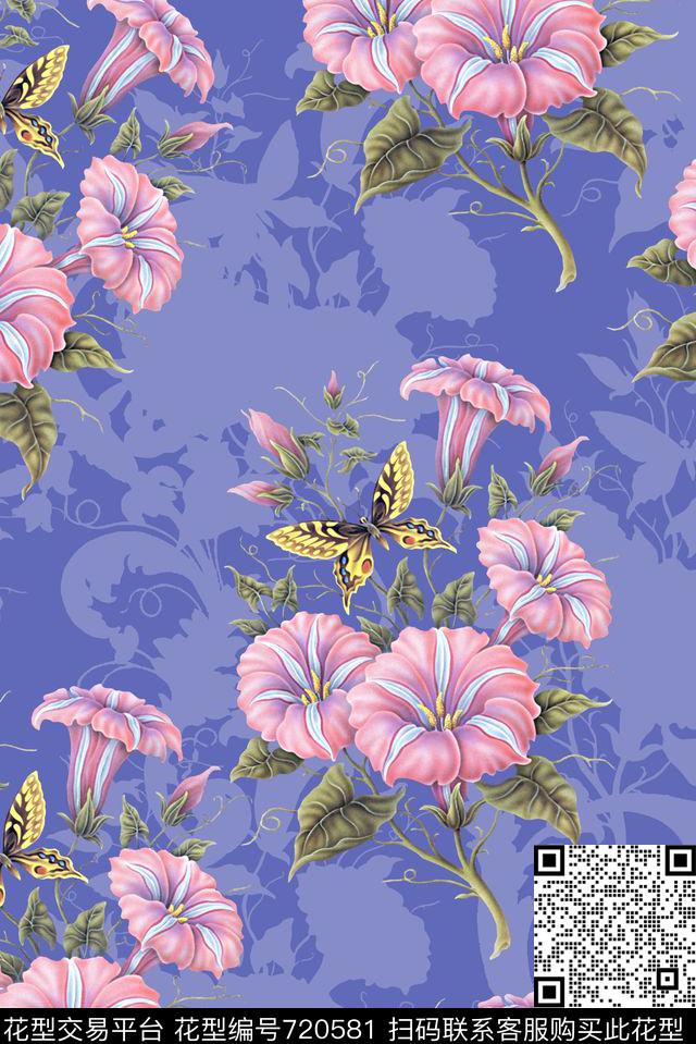 手绘水彩植物花卉数码印花是潮流女装裙子清爽印花抽象渐变纹理几何印花数码印花华亿平台下载（图片编号: 720581） - 瓦栏（Walan）