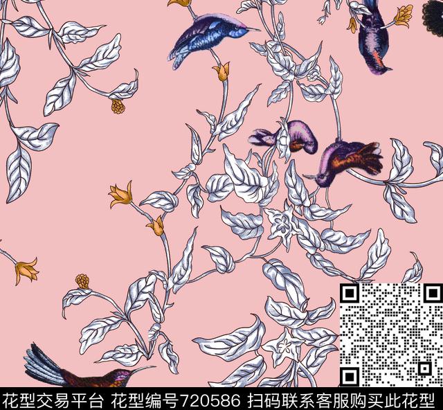 格子抽象花卉数码印花华亿平台下载（图片编号: 720586） - 瓦栏（Walan）