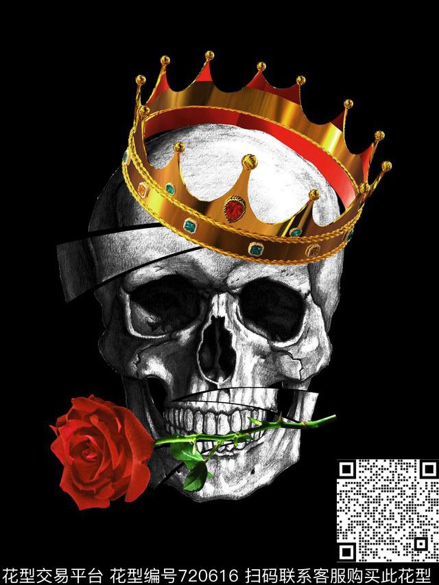 大牌骷髅头解构数码印花华亿平台下载（图片编号: 720616） - 瓦栏（Walan）