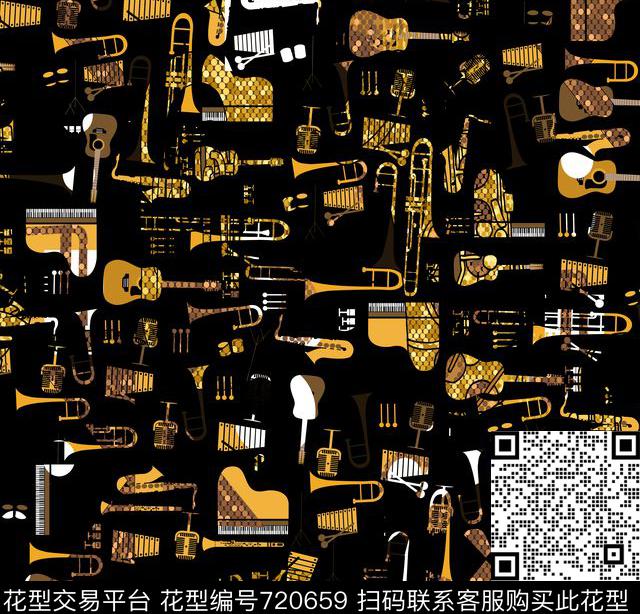 DOLCE&GABBANA杜嘉班纳乐器适用于夹克T恤衬衫华亿平台数码印花华亿平台下载（图片编号: 720659） - 瓦栏（Walan）