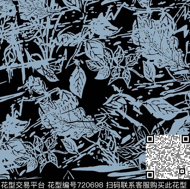 抽象花卉树叶2016年冬季流行大牌风手绘树叶抽象几何传统印花华亿平台下载（图片编号: 720698） - 瓦栏（Walan）