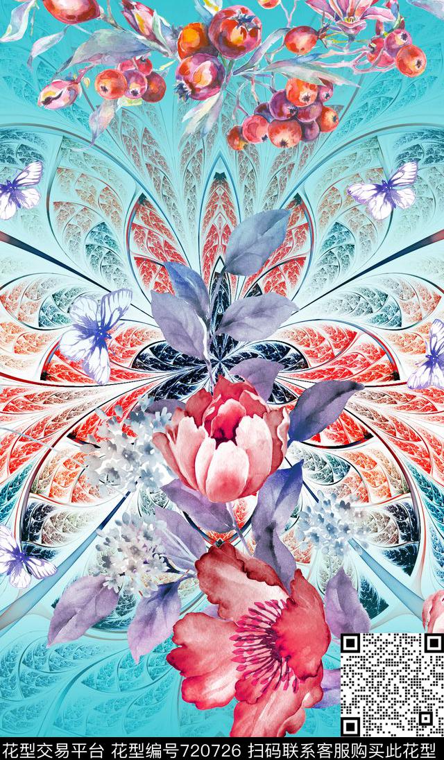 春夏定位手绘数码印花华亿平台下载（图片编号: 720726） - 瓦栏（Walan）