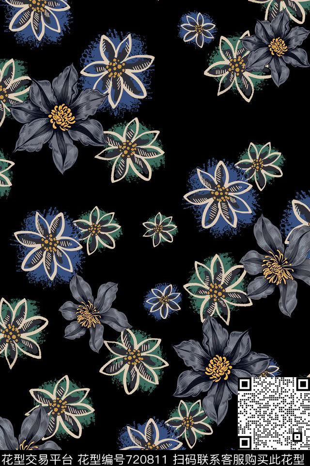 大花趋势女装传统印花华亿平台下载（图片编号: 720811） - 瓦栏（Walan）