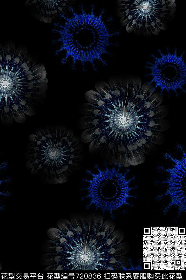 圈圈花卉抽象数码印花华亿平台下载（图片编号: 720836） - 瓦栏（Walan）