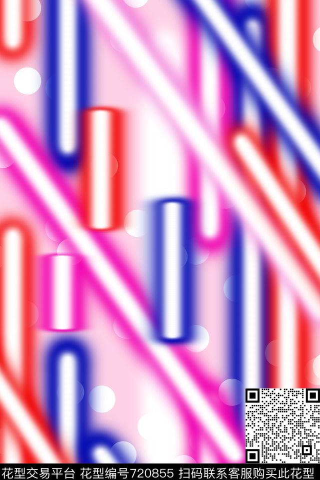 错乱荧光涂鸦圈圈小香风数码印花华亿平台下载（图片编号: 720855） - 瓦栏（Walan）