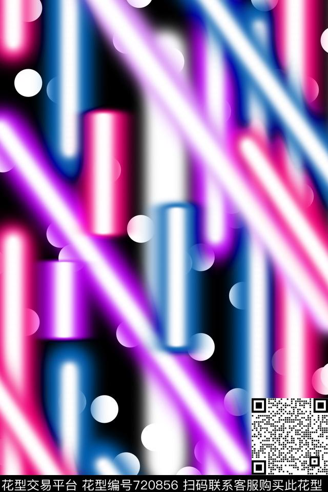 错乱荧光涂鸦圈圈小香风数码印花华亿平台下载（图片编号: 720856） - 瓦栏（Walan）