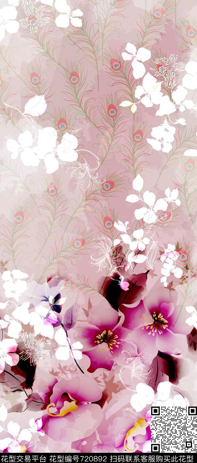 数码花卉类定位花花卉数码印花华亿平台下载（图片编号: 720892） - 瓦栏（Walan）