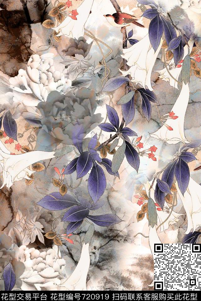 时尚抽象肌理数码印花华亿平台下载（图片编号: 720919） - 瓦栏（Walan）