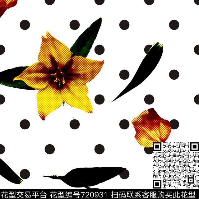 波点圆点菊花数码印花华亿平台下载（图片编号: 720931） - 瓦栏（Walan）