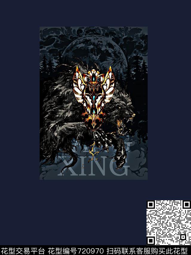 抽象手绘动物狼头字母几何印花时尚了男装定位T恤卫衣外套印花复古欧美大牌印花数码印花华亿平台下载（图片编号: 720970） - 瓦栏（Walan）