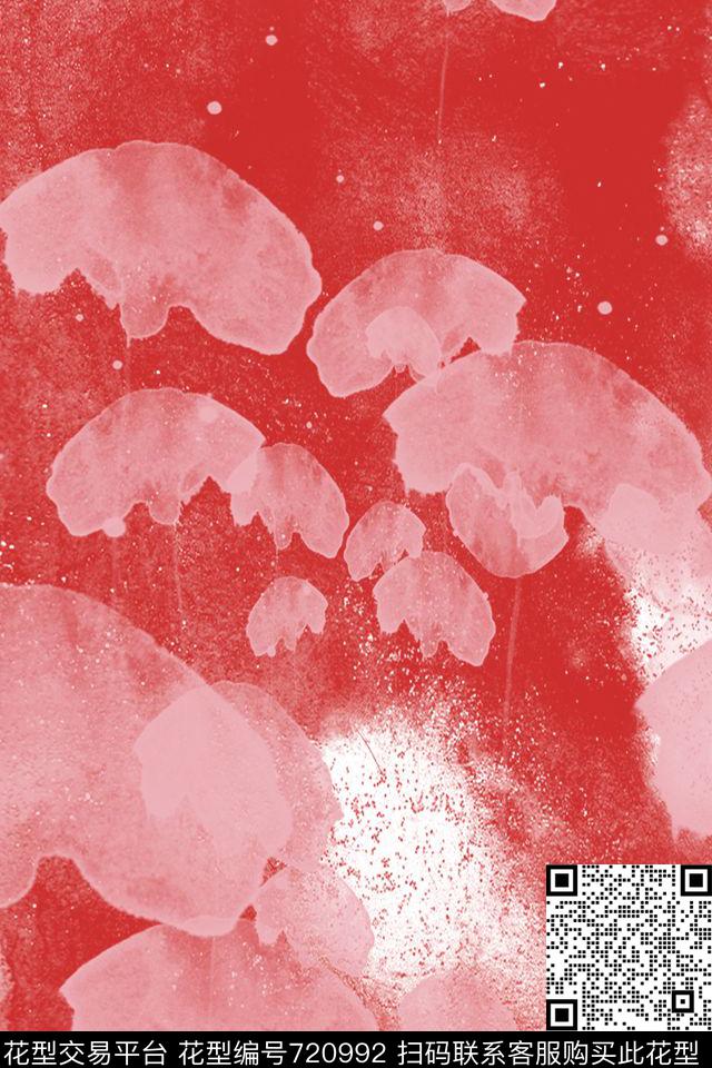 趣味水母迷幻数码印花华亿平台下载（图片编号: 720992） - 瓦栏（Walan）