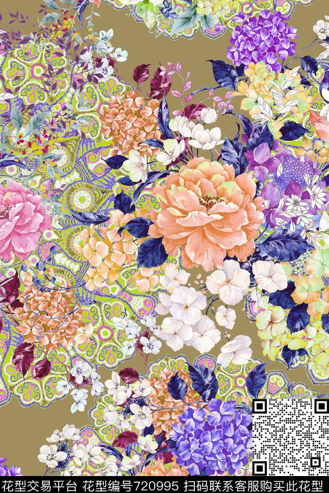 零点--女装时尚花朵数码印花华亿平台下载（图片编号: 720995） - 瓦栏（Walan）