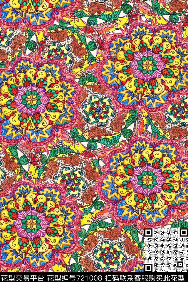 民族风小碎花手绘数码印花华亿平台下载（图片编号: 721008） - 瓦栏（Walan）