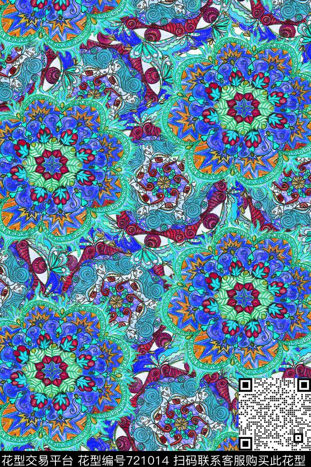 民族风小碎花手绘数码印花华亿平台下载（图片编号: 721014） - 瓦栏（Walan）