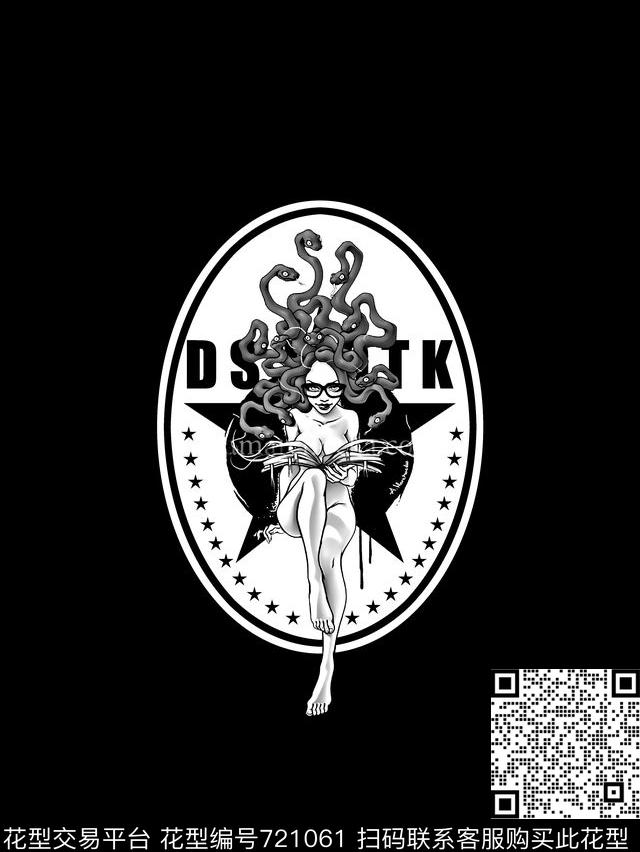 美杜莎蛇男装T恤华亿平台数码印花华亿平台下载（图片编号: 721061） - 瓦栏（Walan）