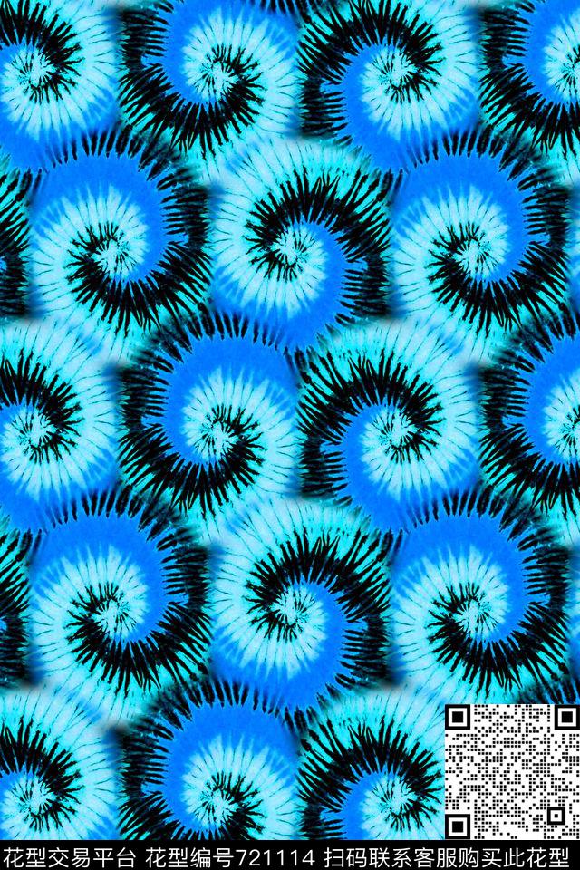 扎染华亿平台漩涡抽象数码印花华亿平台下载（图片编号: 721114） - 瓦栏（Walan）