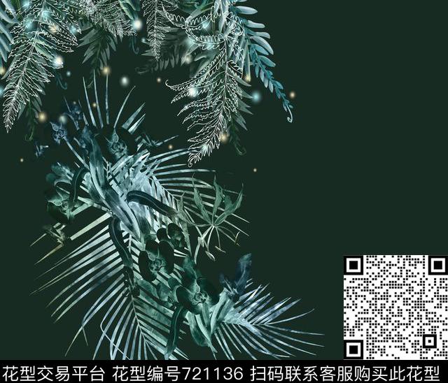 定位手绘花卉数码印花华亿平台下载（图片编号: 721136） - 瓦栏（Walan）