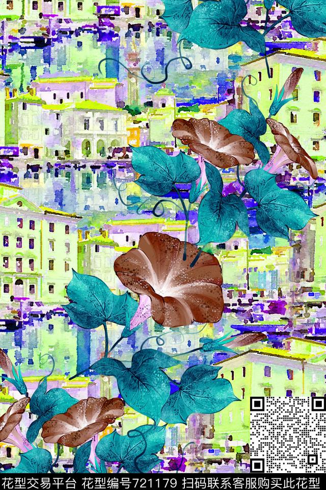 建筑原创手绘风景伊斯特里亚半岛数码印花华亿平台下载（图片编号: 721179） - 瓦栏（Walan）