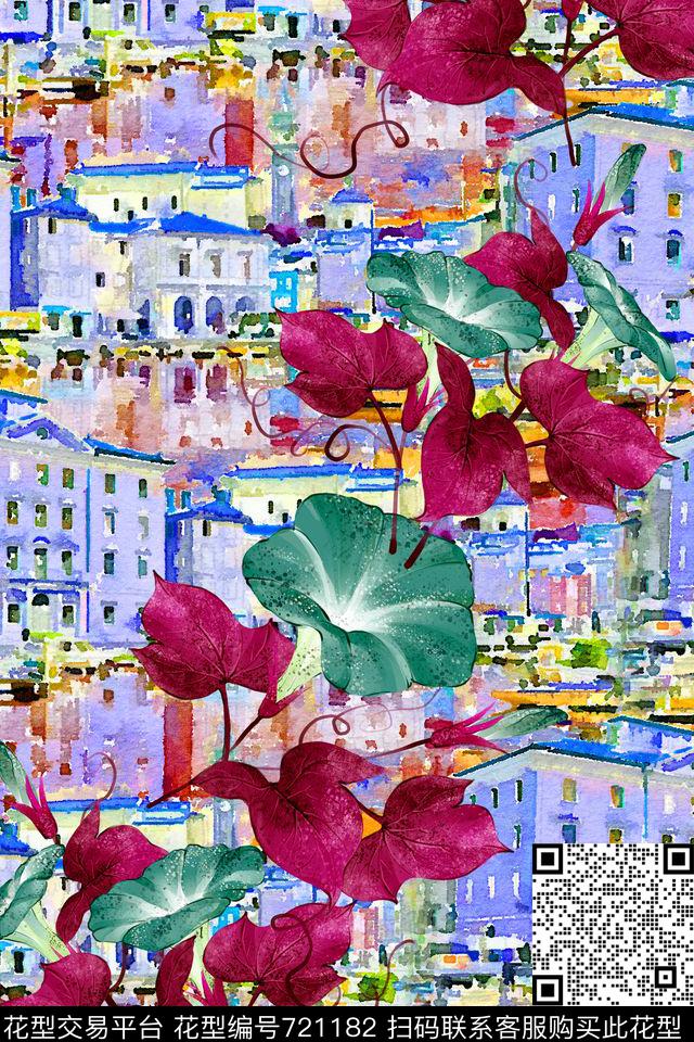 建筑原创手绘风景伊斯特里亚半岛数码印花华亿平台下载（图片编号: 721182） - 瓦栏（Walan）