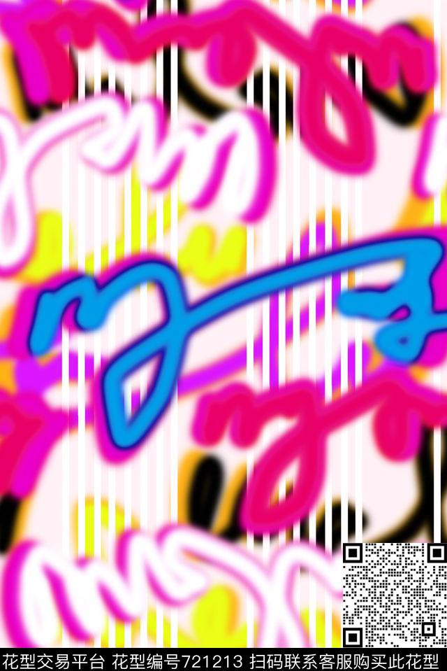 女装连衣裙外套T恤卫衣荧光字母涂鸦数码印花华亿平台下载（图片编号: 721213） - 瓦栏（Walan）