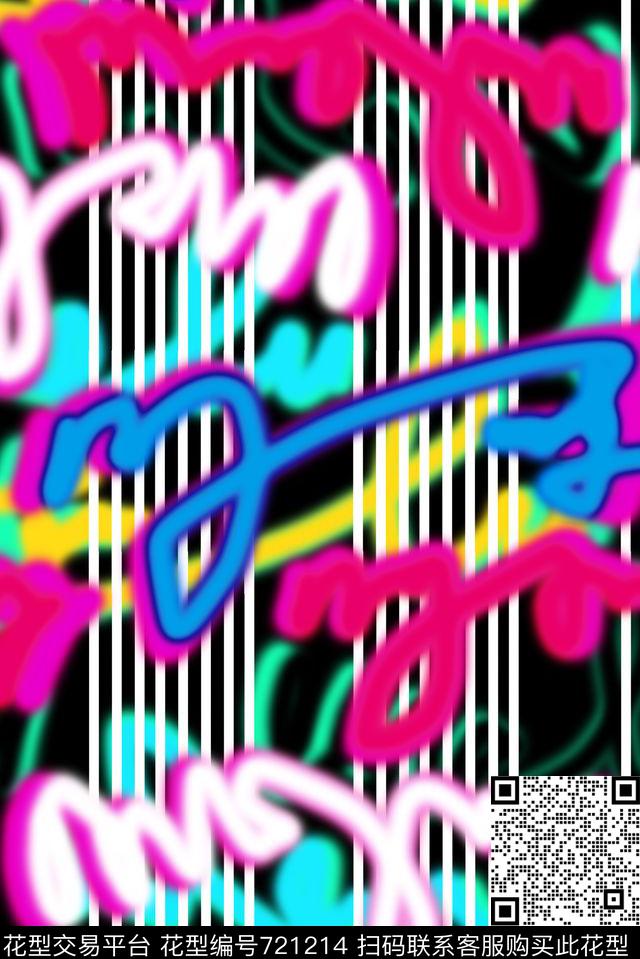 女装连衣裙外套T恤卫衣荧光字母涂鸦数码印花华亿平台下载（图片编号: 721214） - 瓦栏（Walan）